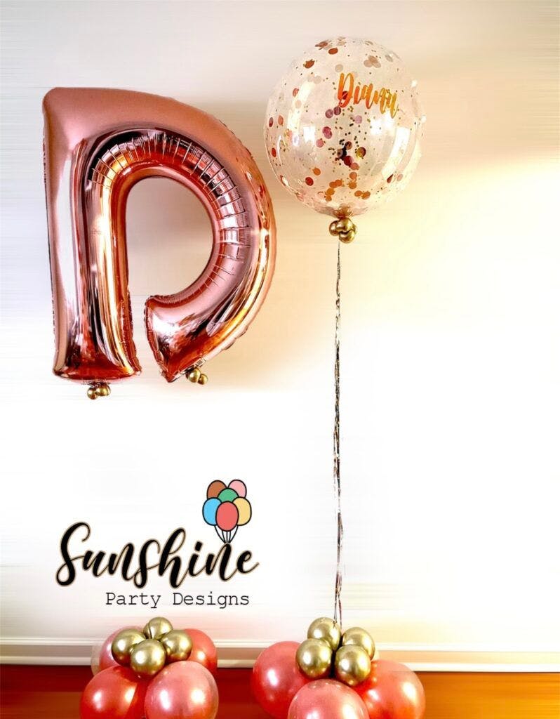 Bubble Confetti Balloon Bunch With Letter